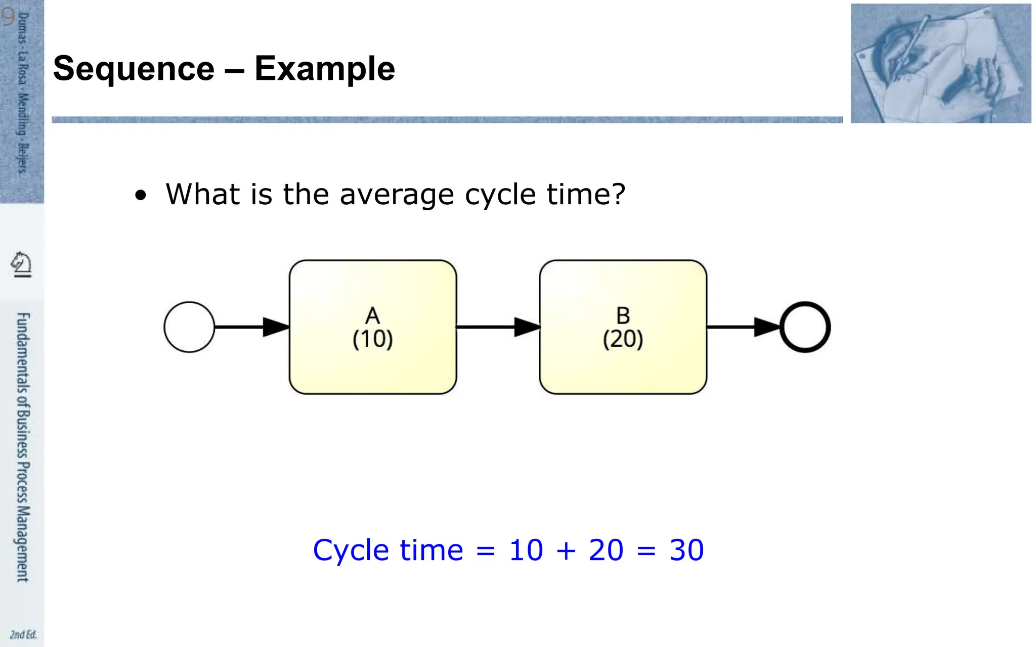 Sequence – Example
9
• What is the average cycle time?
Cycle time = 10 + 20 = 30
 
