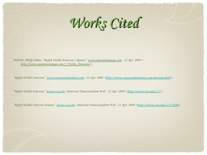 Emerson self reliance works cited