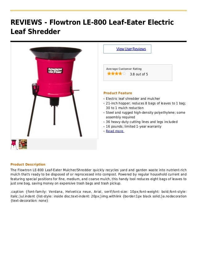 Flowtron le 800 leafeater electric leaf shredder