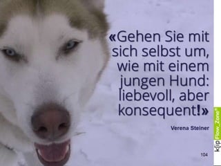 Wetter, Politik, Schaufel
Als Führungskräfte können wir uns selbst schnell in ein
Überforderungsszenario leiten. Grundsätzlich gilt:
Nicht alles was in unserem Interessens-bereich liegt, ist auch in
unserem Einflussbereich. Hier ist Bescheidenheit auf lange Frist
deutlich gesünder.
Wenn die Sonne scheint, scheint die Sonne; wenn es regnet, regnet
es. Wetter-Themen sind nur auf der Regenschirm-Ebene gestaltbar.
Klug ist, wer ab und zu anhält und seine Themen sortiert; damit er
oder sie nicht in Gefahr läuft, das Wetter schaufeln zu wollen.
Wichtig ist: Nicht immer geht es gerecht zu!
Manchmal wird man ganz unbestellt nass.
Führungskräfte sind im Fokus – ihrer Mitarbeiter und ihrer Chefs.
Das führt oft zu einer Überbewertung der realen Beiträge – im
Guten, wie im Schlechten. Manchmal profitiert man von günstigen
Entwicklungen (und sollte diesen Effekt auch entspannt genießen)
und dann und wann wird man verantwortlich gemacht für Dinge, die
man gar nicht verschuldet hat und beeinflussen konnte. Das ärgert
vielleicht, frustriert – aber zur Entlastung: Das liegt außerhalb des
Einflussbereiches.
Rezept: “Tief ein- und ausatmen!”
104
 