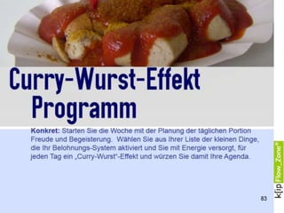 Positive und negative Gedanken und Gefühle wirken
“Nocebos” sind das Gegenteil von “Placebos” (also Medikamenten ohne
wirksamen Bestandteile, die dennoch präzise wirken). “Nocebos” sind oft
beiläufige, unachtsame Bemerkungen, die als “Verwünschungen”
funktionieren. Die Fehldiagnose eines Arztes kann uns krank machen,
auch wenn wir es noch gar nicht sind. Die unbedachte Äußerung eines
Chefs kann einen Mitarbeiter so aus dem Tritt bringen, dass er oder sie
von da an im “chronischen Stress” lebt, zunehmend Fehler macht und
letztendlich krank wird.
Positive und negative Gedanken wirken sich direkt im Körper aus –
positiv und negativ.
Werner Bartens schreibt im seinem Buch KörperGlück (S44):
“Negative Gedanken und Ängste sind ansteckend. Sie breiten sich aus. (...)
Angst und Ärger wirken sich negativ auf Blutgerinnung und Abwehrkräfte aus.
Schlechte Gefühle verstärken die Neigung zu Thrombosen, behindern
Immunzellen und erhöhen damit das Infektionsrisiko. (...) wer unzufrieden ist,
dessen Wunden heilen auch schlechter und langsamer. Die entsprechenden
Zellen und Substanzen im Körper sind dann gehemmt.”
“Der Schaden durch Nocebos ist enorm, das geht in die Milliarden”,
ergänzt Manfred Schedlowski, Psychologe an der Uni Essen und Nocebo-
Experte.
Zum Thema:
Werner Bartes, KörperGlück – Wie gute Gefühle gesund machen, München, 2010
83
 