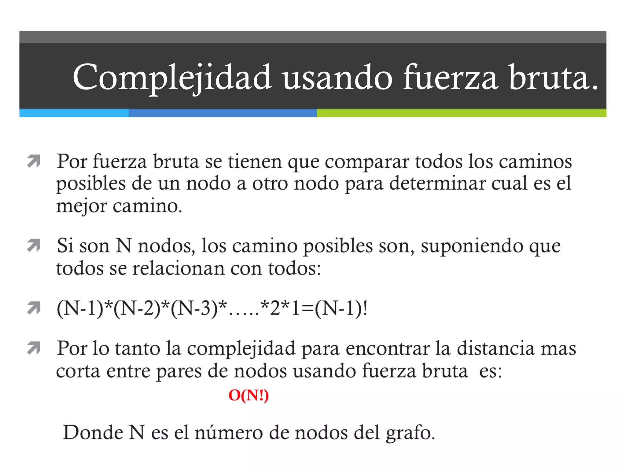 Complejidad  usando fuerza bruta. 