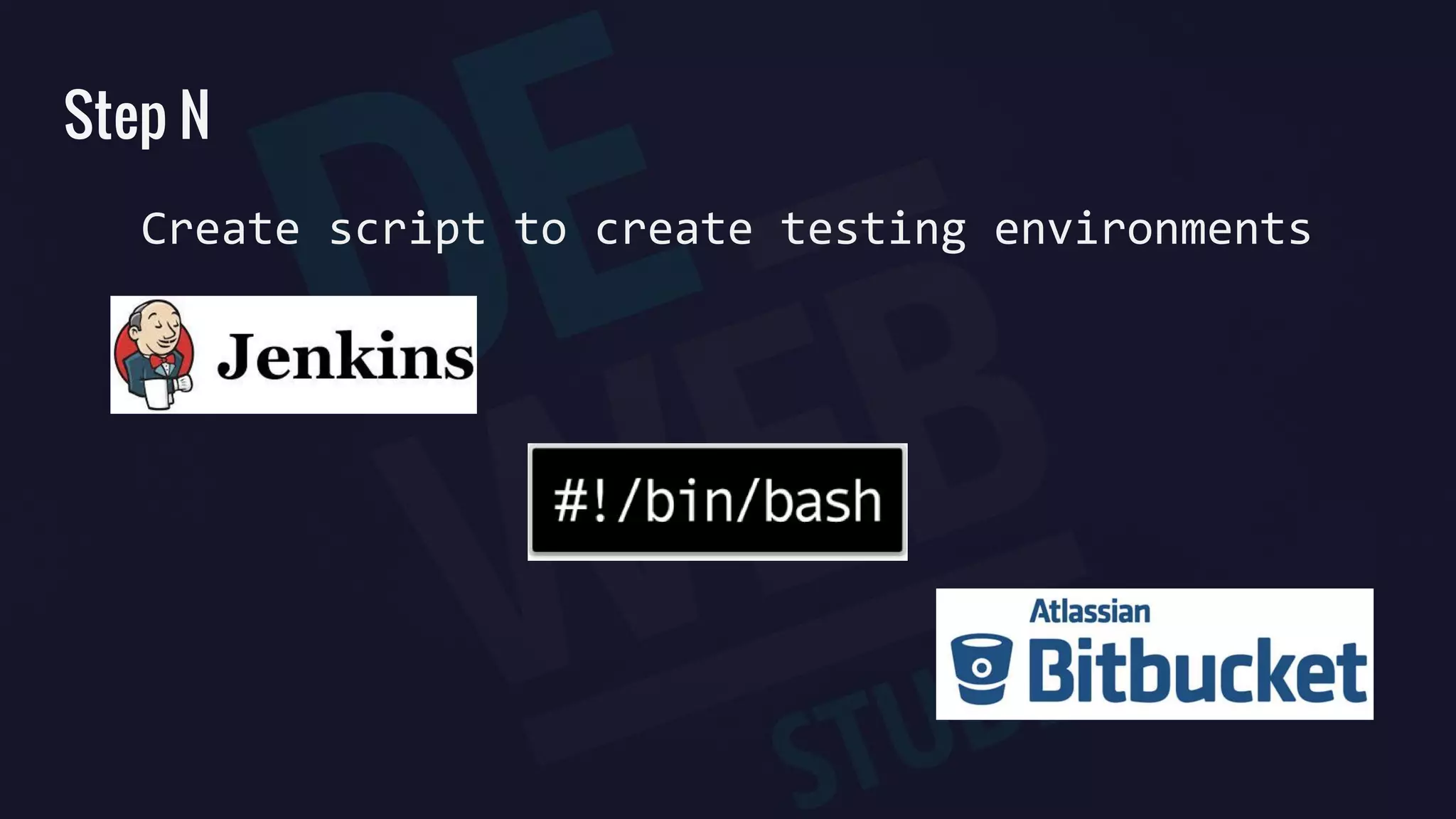 Step N
Create script to create testing environments
 