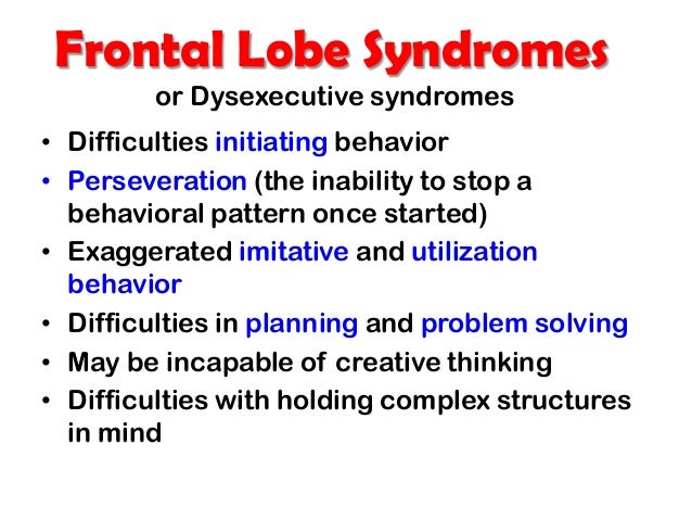 dysexecutive syndrome Psychology definition of dysexecutive syndrome (des): a collection of symptoms that involve impaired executive control over actions caused by frontal lobe brain damage. dysexecutive syndrome Psychology definition of dysexecutive syndrome (des): a collection of symptoms that involve impaired executive control over actions caused by frontal lobe brain damage.