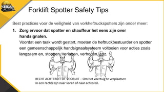 Forklift Spotter Safety Tips
Best practices voor de veiligheid van vorkheftruckspotters zijn onder meer:
1. Zorg ervoor da...