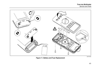 True-rms Multimeter
Service and Parts
41
F1
F2
1
aom12f.eps
Figure 11. Battery and Fuse Replacement
 