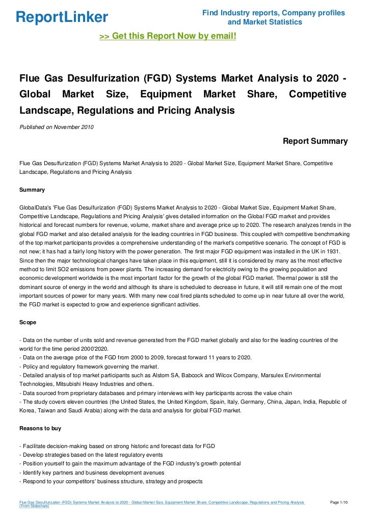 Flue Gas Desulfurization Fgd Systems Market Analysis To - 