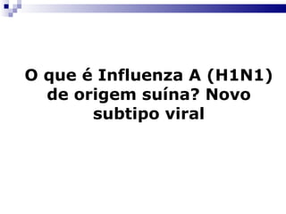 O que é Influenza A (H1N1) de origem suína? Novo subtipo viral 