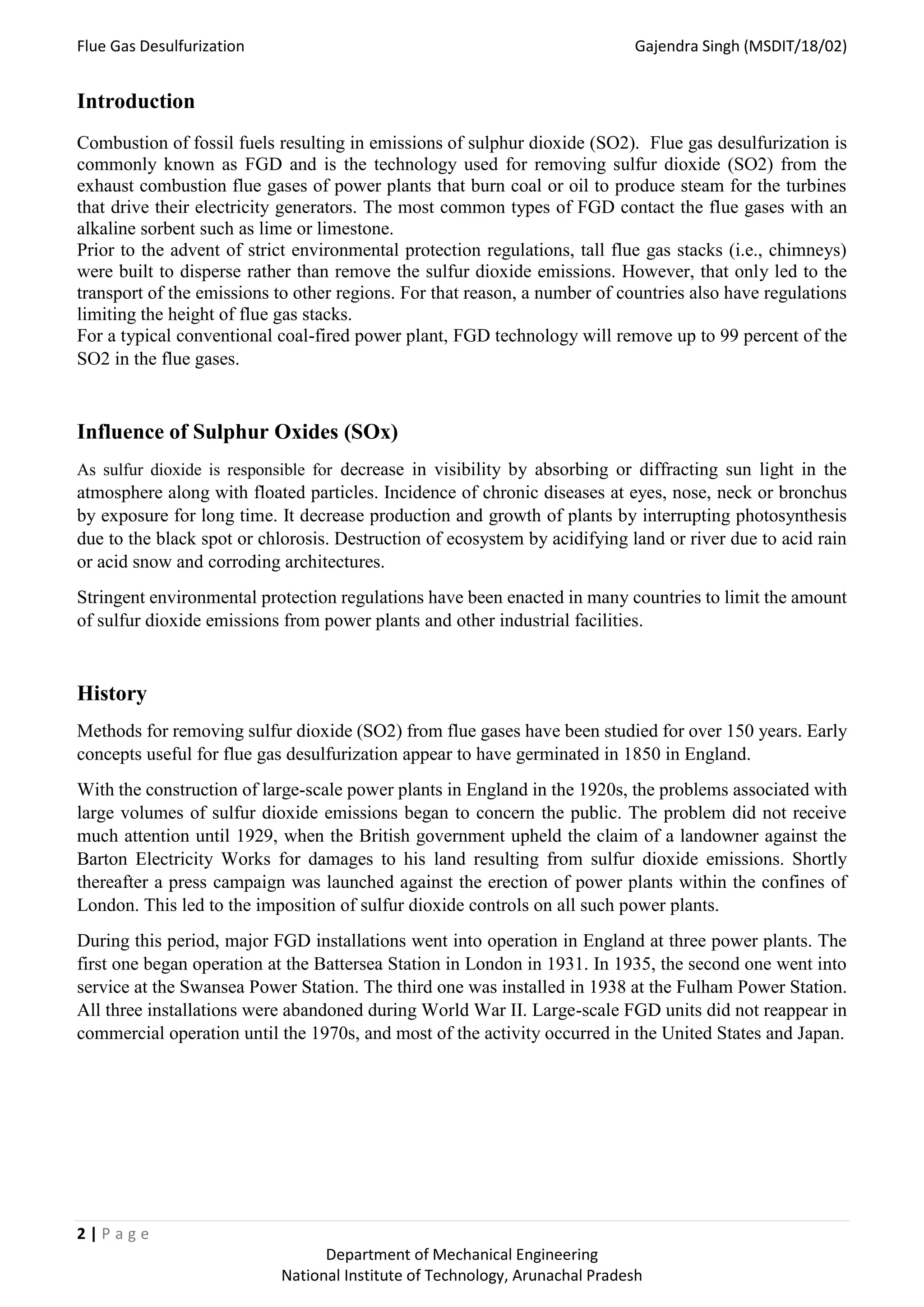 Flue gas desulphurization report | PDF