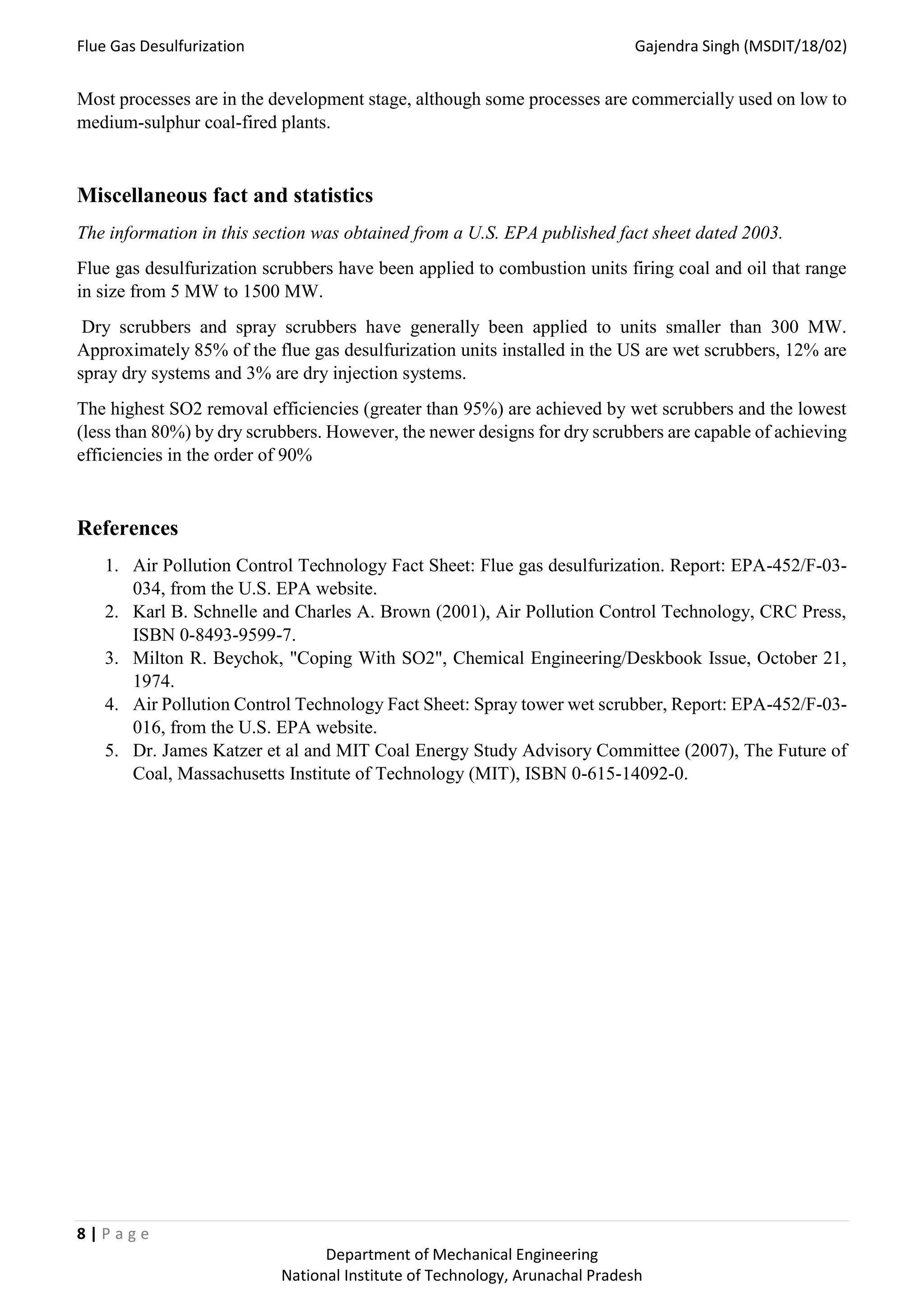 Flue gas desulphurization report | PDF