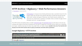 4https://www.igvita.com/2013/06/20/http-archive-bigquery-web-performance-answers/
 