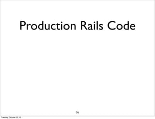Production Rails Code

36
Tuesday, October 22, 13

 