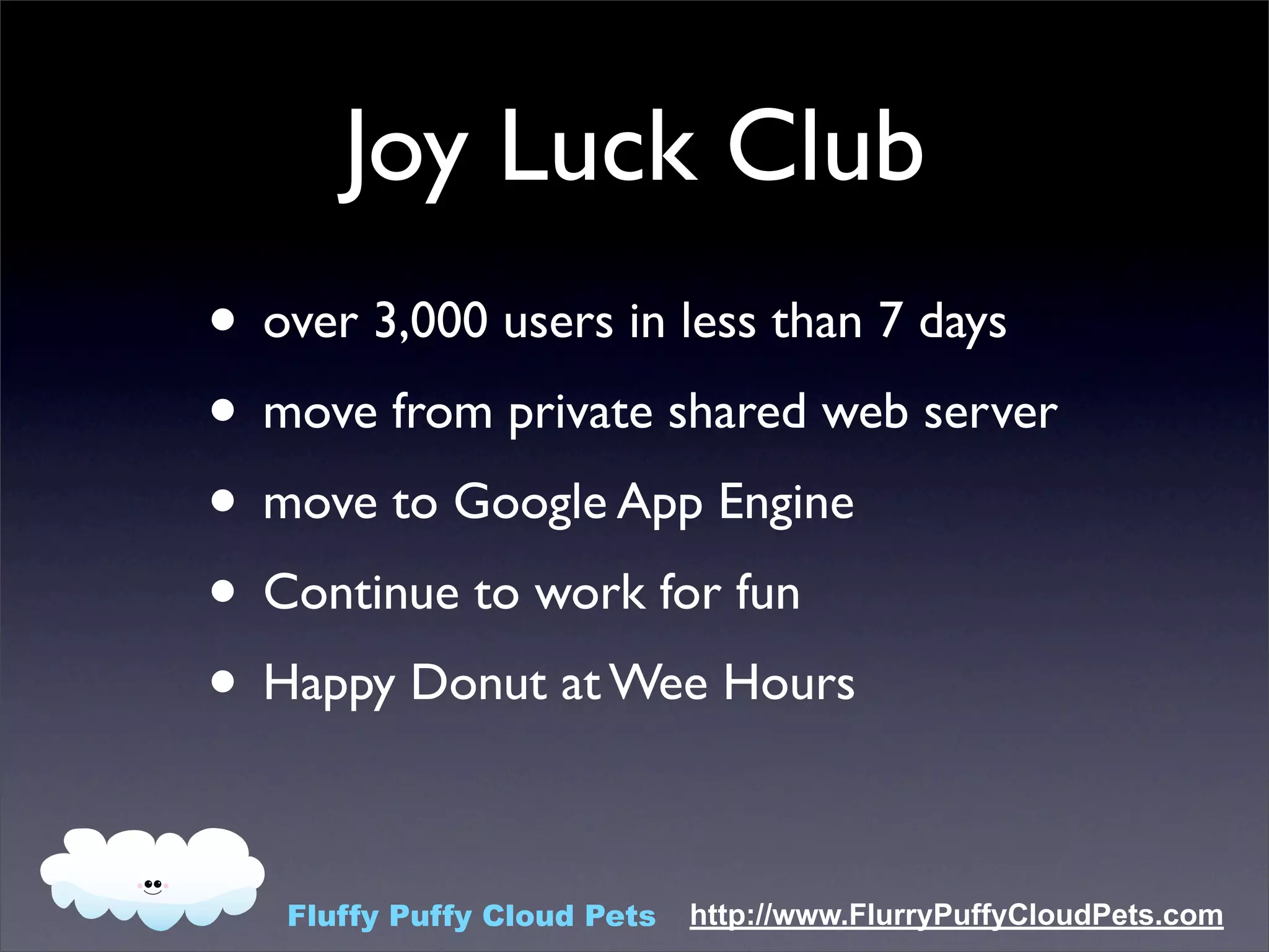Fluffy Puffy Cloud Pets App Engine Meetup