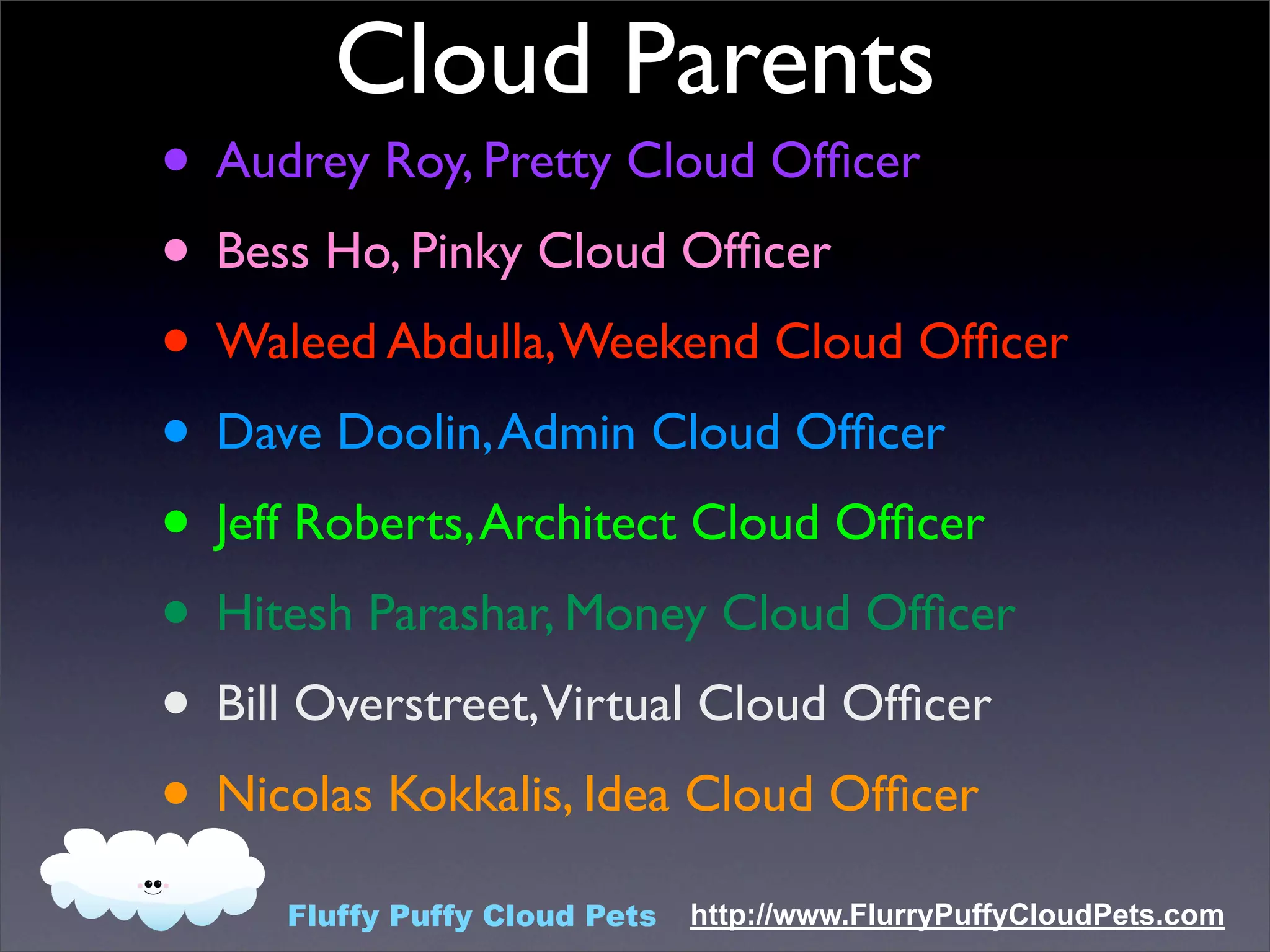 Fluffy Puffy Cloud Pets App Engine Meetup