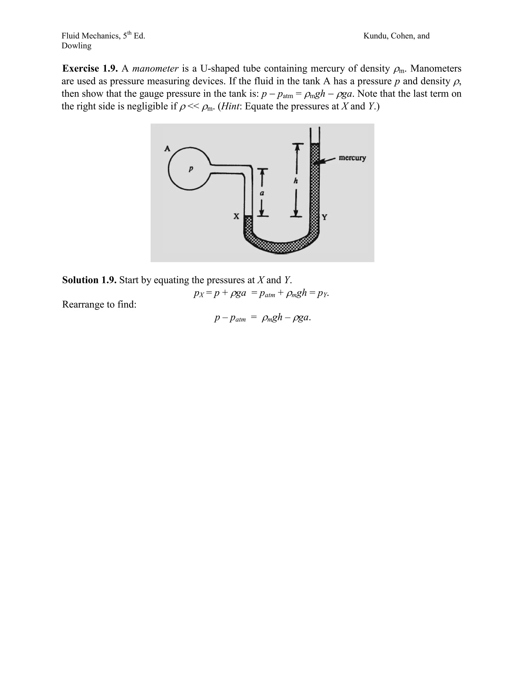 Fluid Mechanics 5th Edition Kundu Solutions Manual | PDF