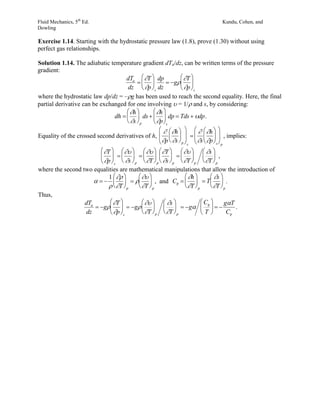 Fluid Mechanics 5th Edition Kundu Solutions Manual | PDF