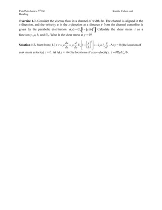 Fluid Mechanics 5th Edition Kundu Solutions Manual | PDF