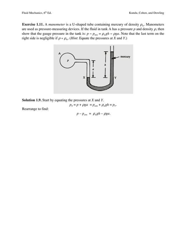 Fluid Mechanics 6th Edition Kundu Solutions Manual PDF