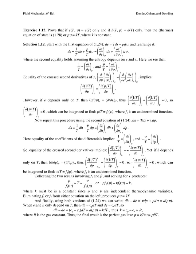 Fluid Mechanics 6th Edition Kundu Solutions Manual PDF