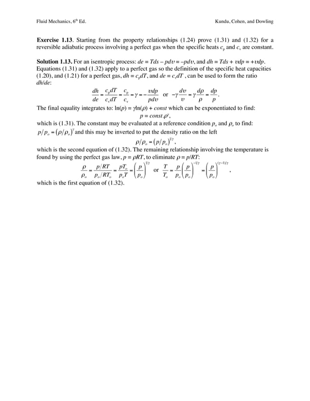 Fluid Mechanics 6th Edition Kundu Solutions Manual PDF