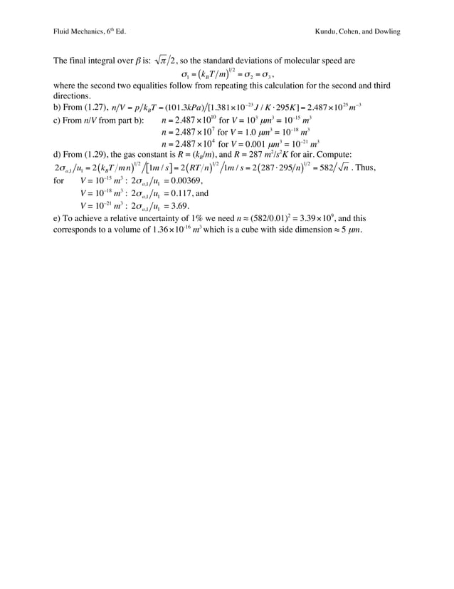 Fluid Mechanics 6th Edition Kundu Solutions Manual PDF