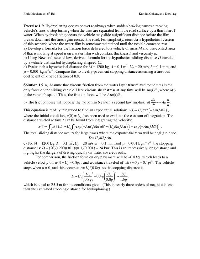 Fluid Mechanics 6th Edition Kundu Solutions Manual