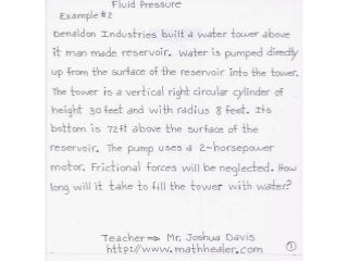 Fluid Pressure, Example-2: Using Calculus To Determine Fluid Pressure