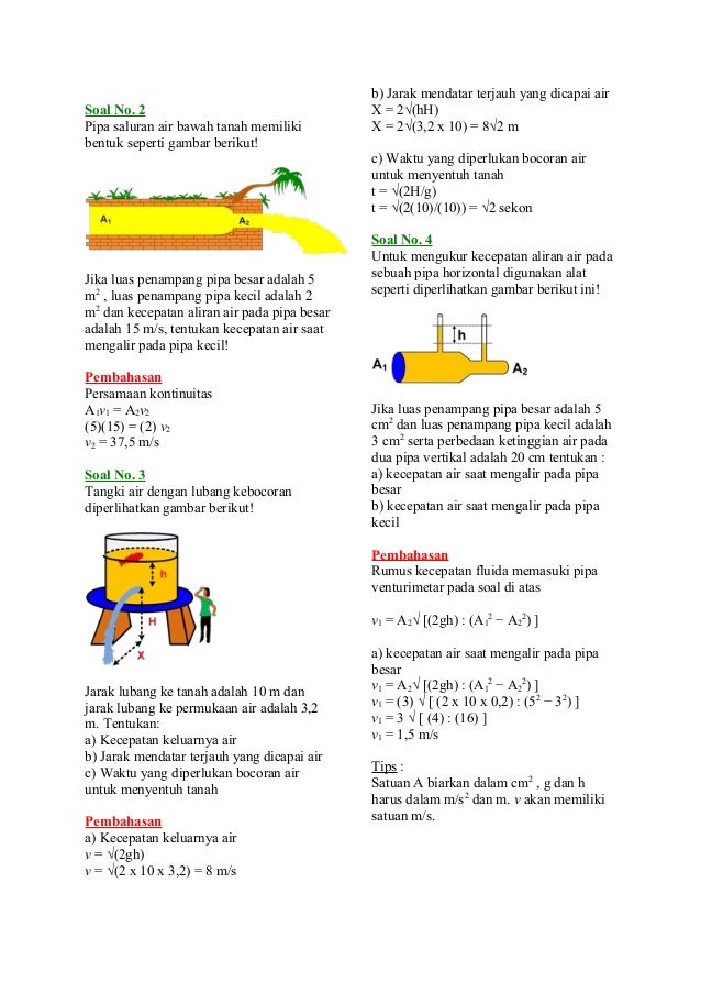 10 Soal Fluida Dinamis Beserta Jawabannya Soal Tuntas