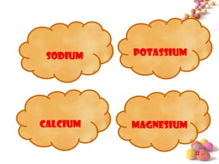 sodium   potassium




calcium   magnesium

                      #
 
