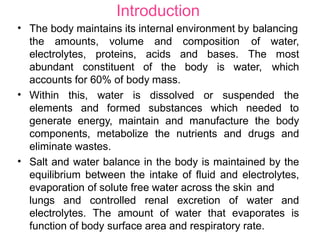 Fluid and electrolyte balance lec 38 | PPTX