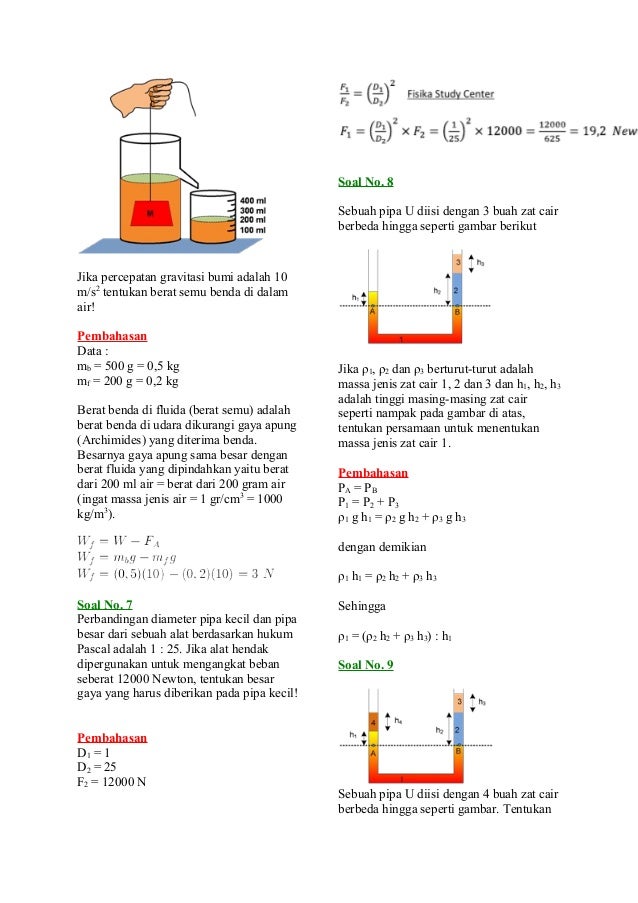 Contoh Soal Fisika Fluida Statis Dan Penyelesaiannya 
