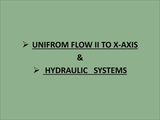  UNIFROM FLOW II TO X-AXIS
&
 HYDRAULIC SYSTEMS
 