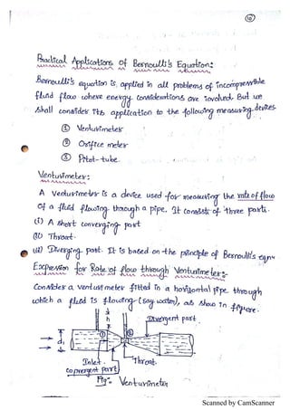 Unit III : Fluid dynamics notes | PDF