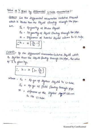 Unit III : Fluid dynamics notes | PDF