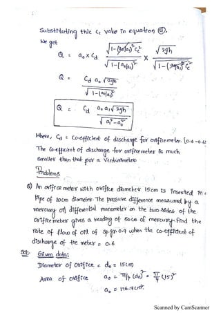 Unit III : Fluid dynamics notes | PDF