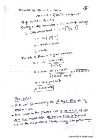 Unit III : Fluid dynamics notes | PDF