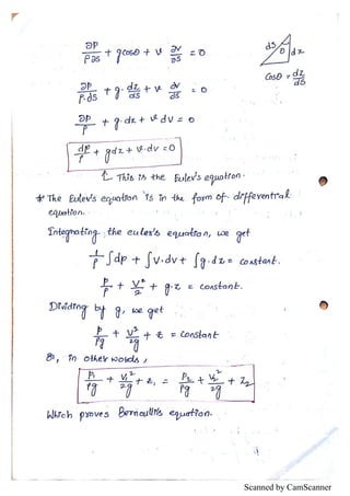 Unit III : Fluid dynamics notes | PDF