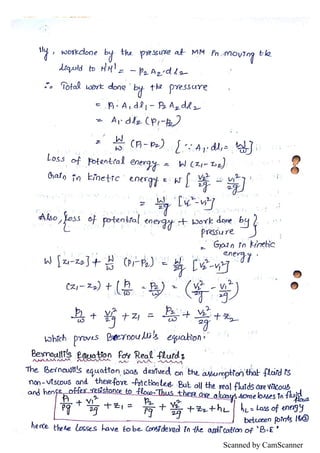 Unit III : Fluid dynamics notes | PDF