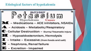 Etiological factors of hypokalemia
 