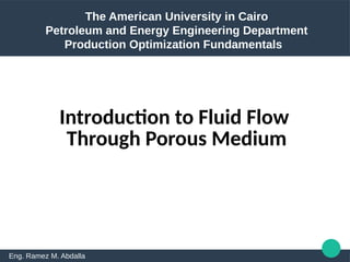 Introduction to fluid flow through a porous medium | PDF
