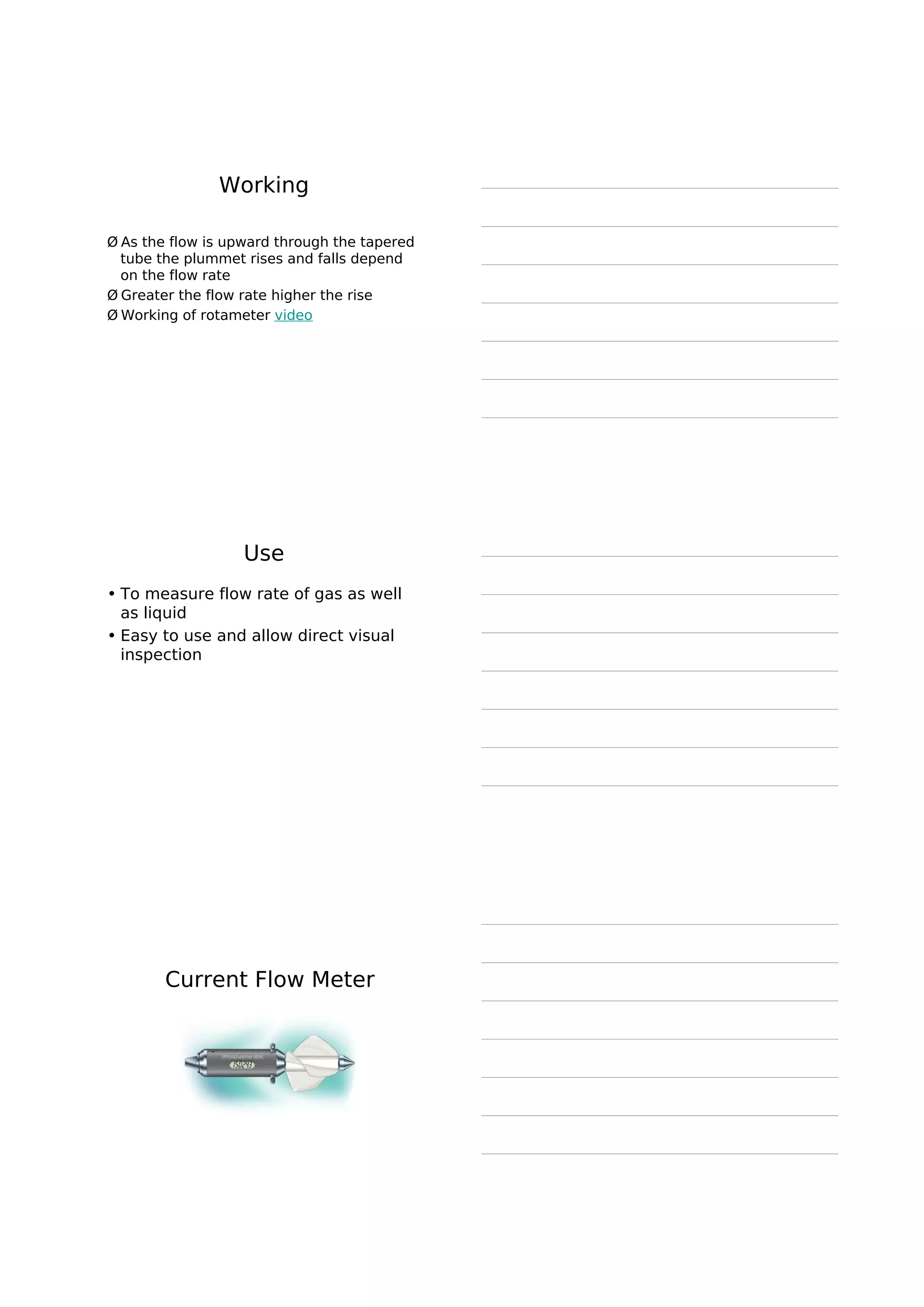 REYNOLDS NUMBER
In Reynolds experiment the flow conditions are affected by
Ø Diameter of pipe
Ø Average velocity
Ø Density of liquid
Ø Viscosity of the fluid
This four factors are combined in one way as Reynolds
number
Re=
Ø Inertial forces are due to mass and the velocity of the fluid
particles trying to diffuse the fluid particles
Ø viscous force if the frictional force due to the viscosity of
the fluid which make the motion of the fluid in parallel.
D u ρ
η
INERTIAL FORCES
= ------------------------------
VISCOUS FORCES
 