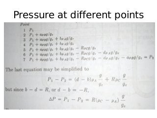 Pressure at different points
 