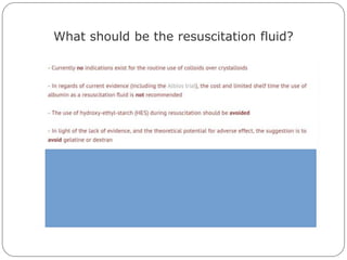 What should be the resuscitation fluid?
 