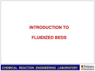 INTRODUCTION TO
FLUIDIZED BEDS

CHEMICAL REACTION ENGINEERING LABORATORY

 