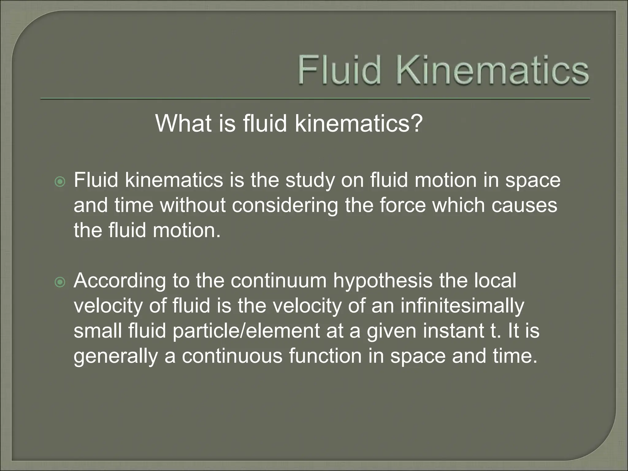 Fluid Kinematics Ppt