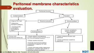 Wim van Biesen et al. Nephrol. Dial. Transplant. 2010;25:2052-2062
Peritoneal membrane characteristics
evaluation.24
 