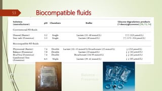 Biocompatible fluids
Physioneal –
Baxter
53
Balance –
Fresenius
 