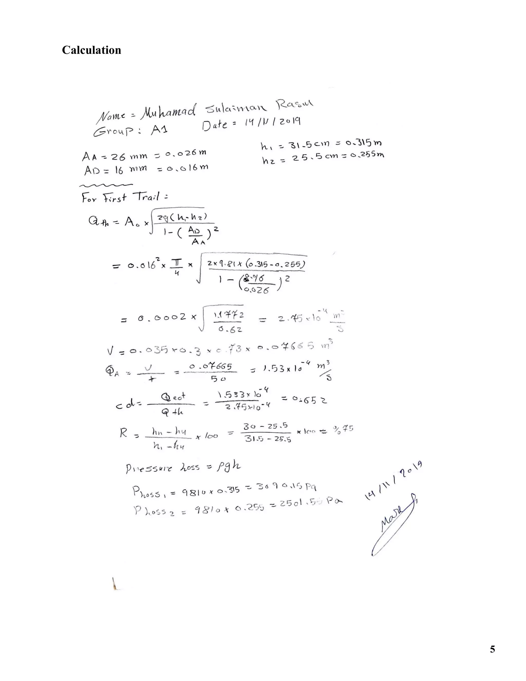 Fluid Mechanic Lab Venturi Meter PDF