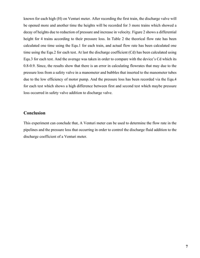 Fluid Mechanic Lab Venturi Meter PDF