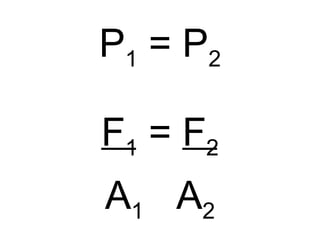 P 1  = P 2 F 1  =  F 2 A 1   A 2 